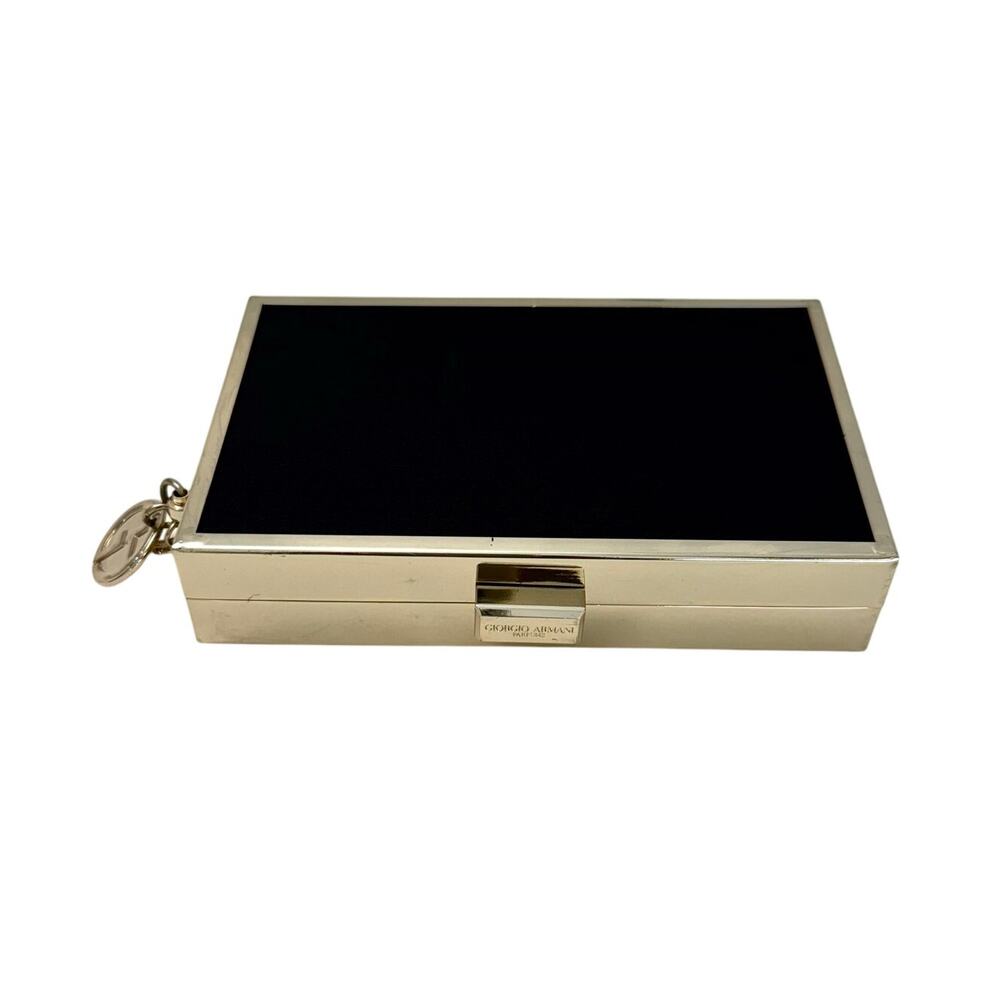 Giorgio Armani Parfums Satin Frame Box Clutch Mini Purse Black and Gold-Tone